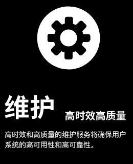 维护高实效高质量,高时效和高质量的维护服务将确保用户系统的高可用性和高可靠性。